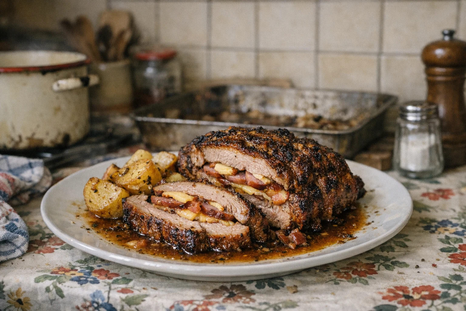 Pieczona karkówka faszerowana