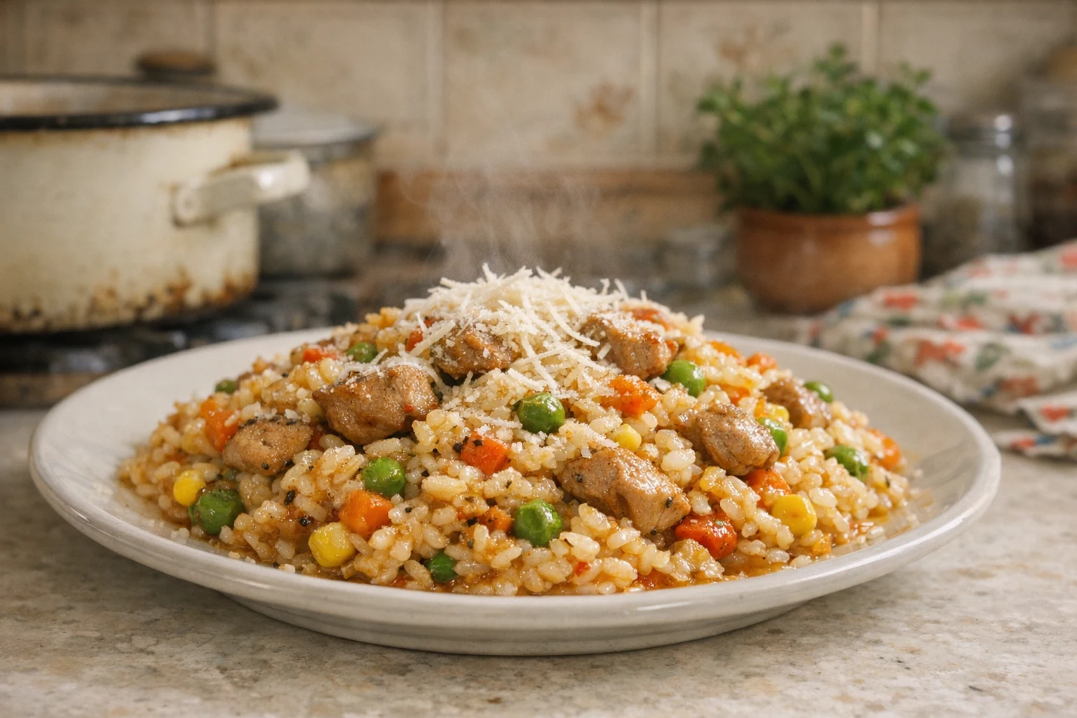 Risotto z wieprzowiną i warzywami