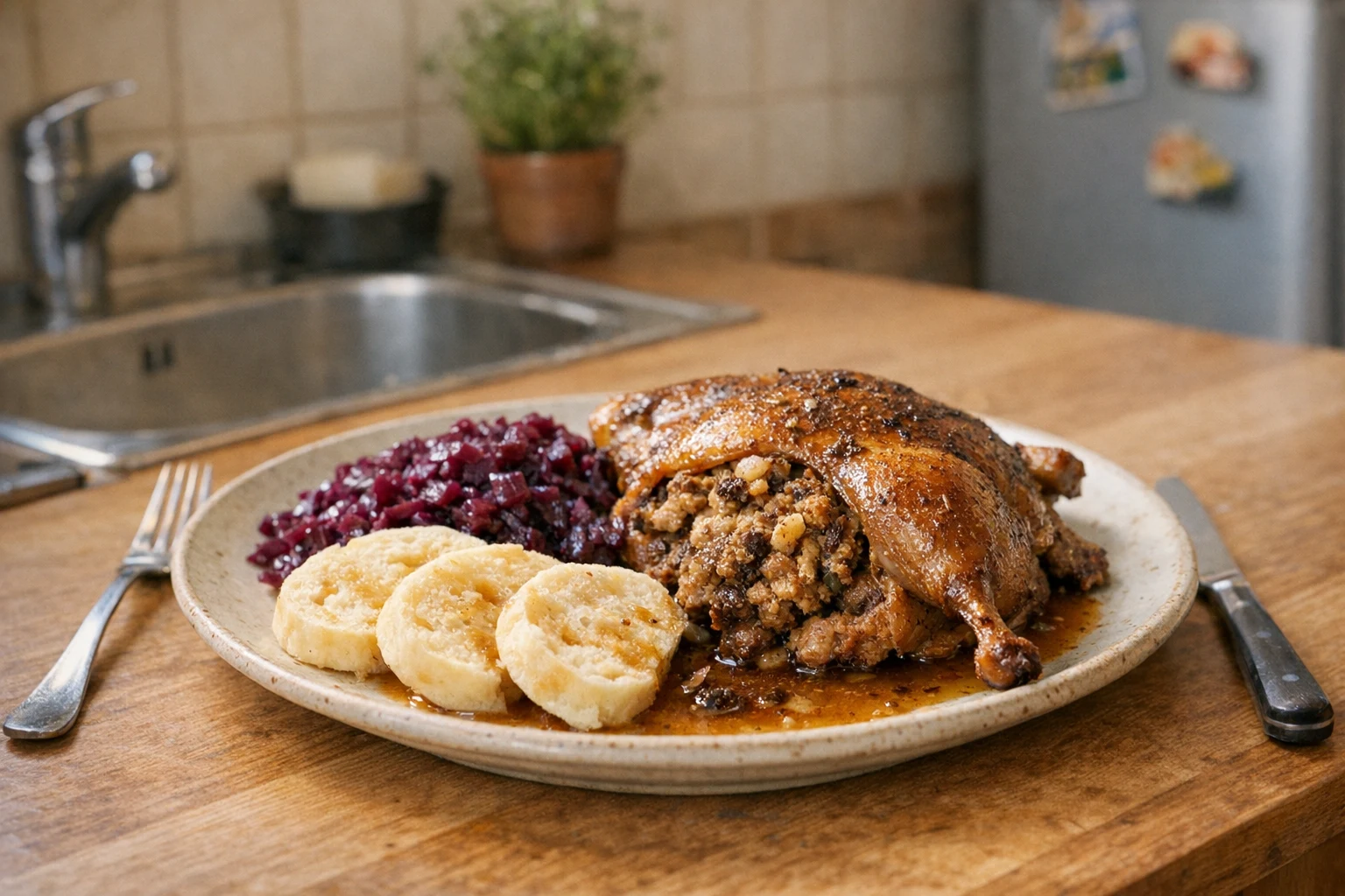 Pieczona kaczka z farszem