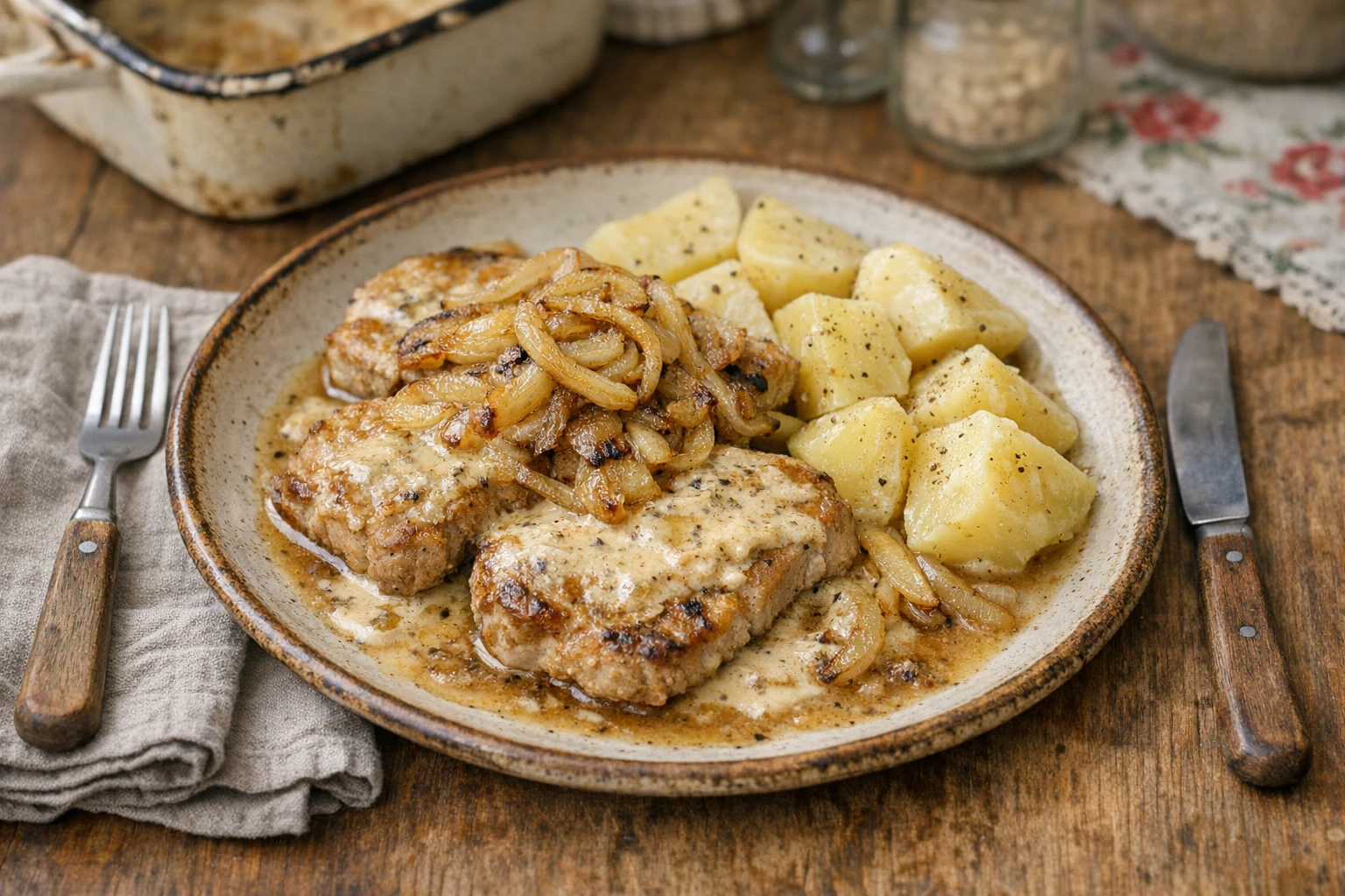 Schab w musztardzie ze śmietaną