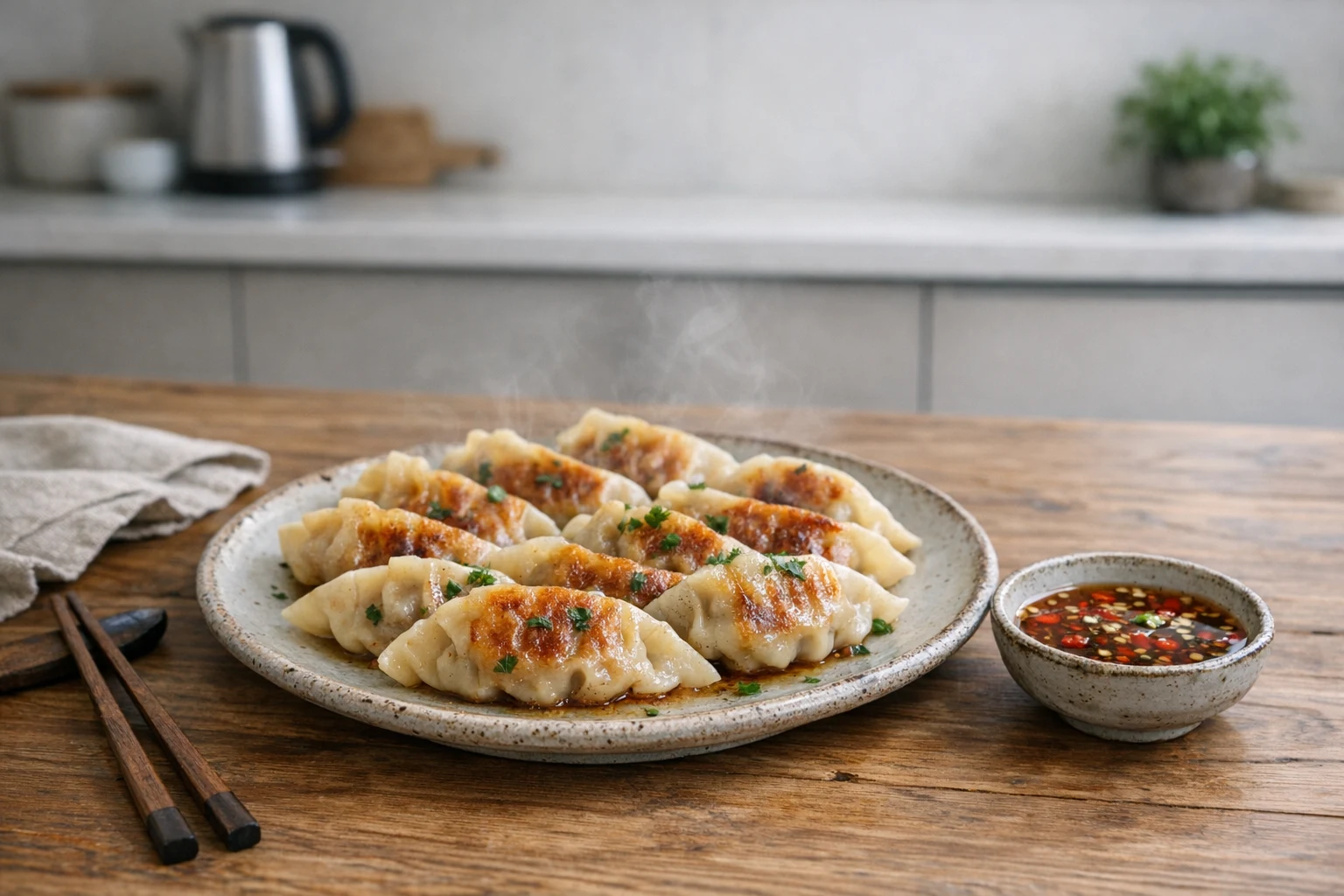 Japońskie pierożki gyoza z mięsem