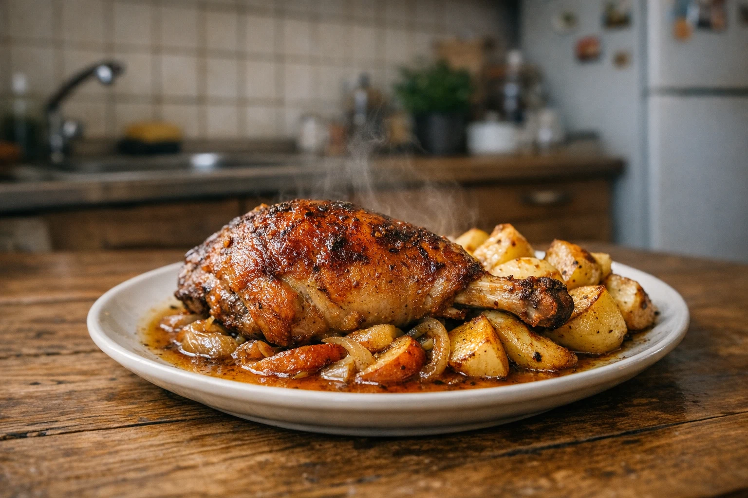 Udziec z indyka po żydowsku (pieczony powoli)